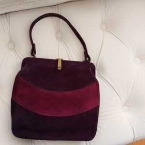 Vintage Purple Suede Framed Clasp Handbag
